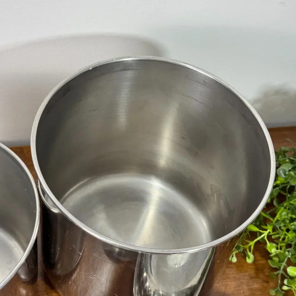 Vintage Set of 2 Revere Ware 1801 Stainless Steel Nesting Canisters